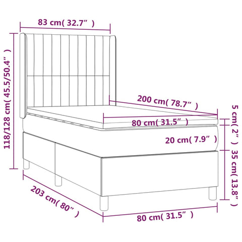 vidaXL Boxspringbett mit Matratze Rosa 80x200 cm Samt