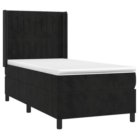 vidaXL Boxspringbett mit Matratze Schwarz 90x200 cm Samt