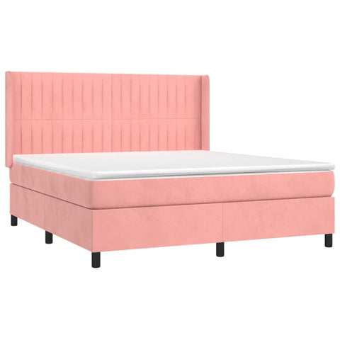 vidaXL Boxspringbett mit Matratze Rosa 160x200 cm Samt