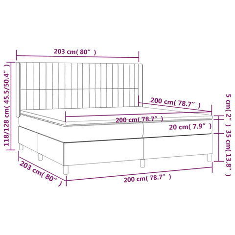 vidaXL Boxspringbett mit Matratze Schwarz 200x200 cm Samt