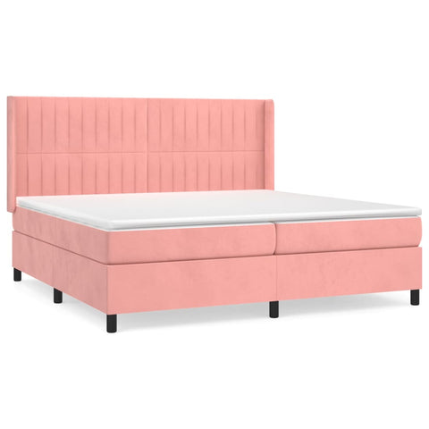 vidaXL Boxspringbett mit Matratze Rosa 200x200 cm Samt