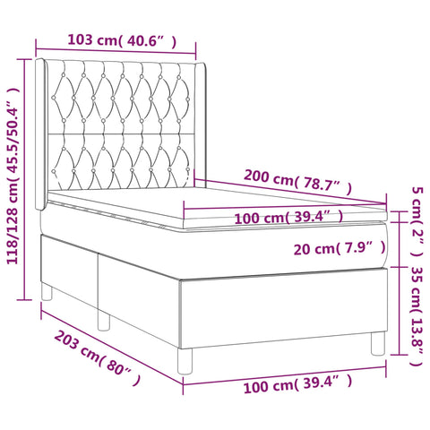 vidaXL Boxspringbett mit Matratze Rosa 100x200 cm Samt