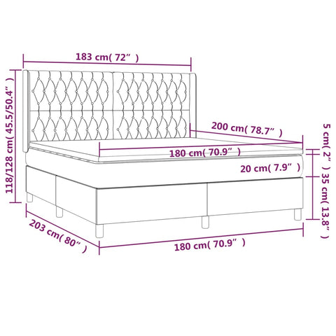 vidaXL Boxspringbett mit Matratze Schwarz 180x200 cm Samt