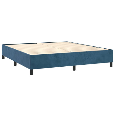 vidaXL Boxspringbett mit Matratze Dunkelblau 180x200 cm Samt