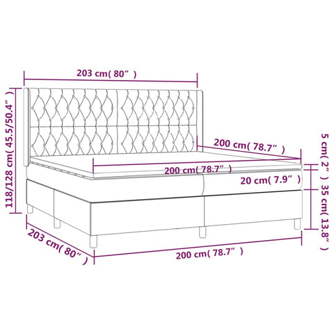 vidaXL Boxspringbett mit Matratze Schwarz 200x200 cm Samt