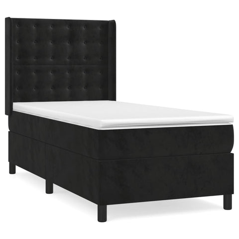 vidaXL Boxspringbett mit Matratze Schwarz 90x200 cm Samt