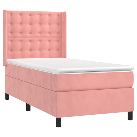 vidaXL Boxspringbett mit Matratze Rosa 90x200 cm Samt