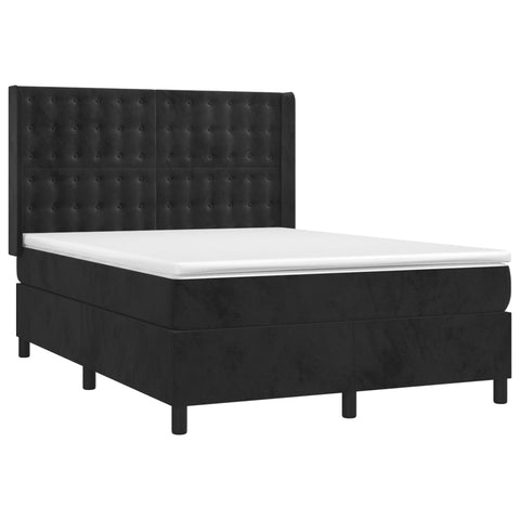 vidaXL Boxspringbett mit Matratze Schwarz 140x190 cm Samt