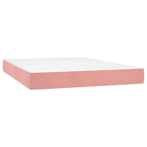 vidaXL Boxspringbett mit Matratze Rosa 140x190 cm Samt