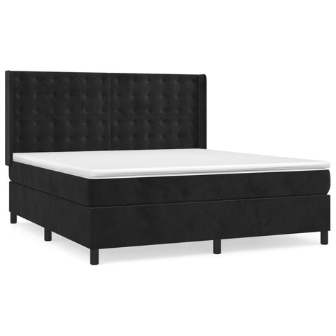 vidaXL Boxspringbett mit Matratze Schwarz 160x200 cm Samt