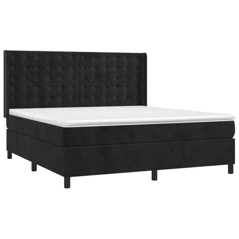 vidaXL Boxspringbett mit Matratze Schwarz 160x200 cm Samt