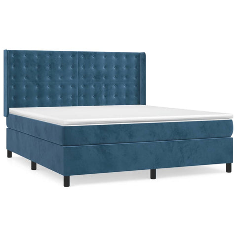 vidaXL Boxspringbett mit Matratze Dunkelblau 180x200 cm Samt