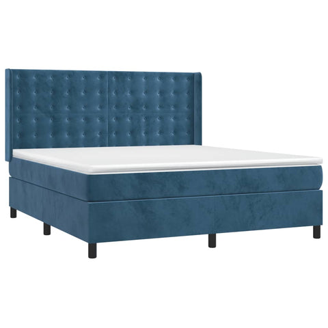 vidaXL Boxspringbett mit Matratze Dunkelblau 180x200 cm Samt