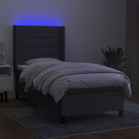 vidaXL Boxspringbett mit Matratze & LED Dunkelgrau 80x200 cm Stoff