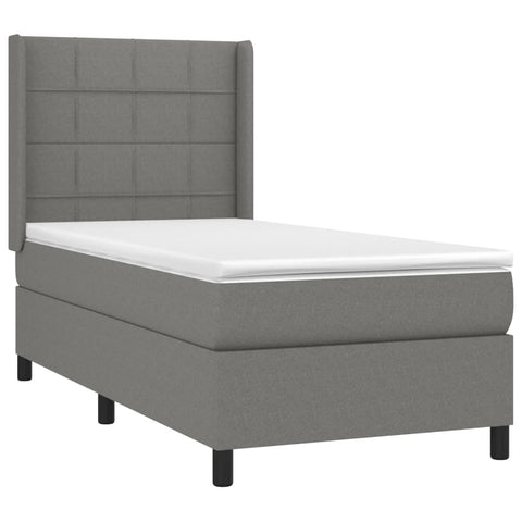 vidaXL Boxspringbett mit Matratze & LED Dunkelgrau 80x200 cm Stoff