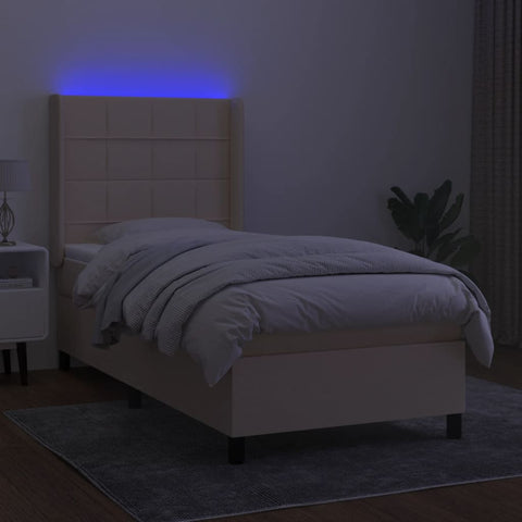 vidaXL Boxspringbett mit Matratze & LED Creme 80x200 cm Stoff