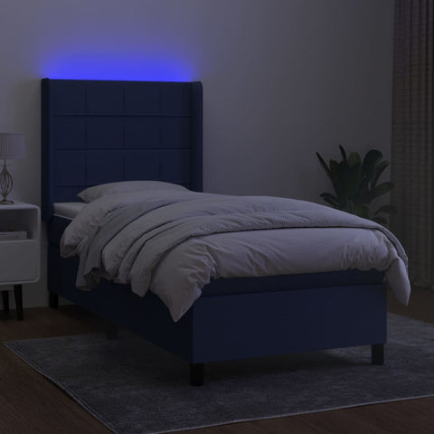 vidaXL Boxspringbett mit Matratze & LED Blau 80x200 cm Stoff