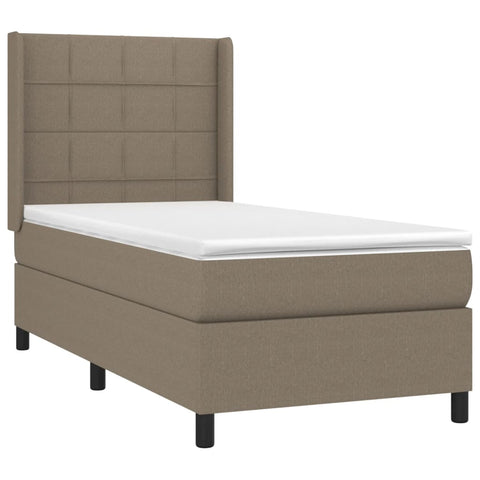 vidaXL Boxspringbett mit Matratze & LED Taupe 90x200 cm Stoff