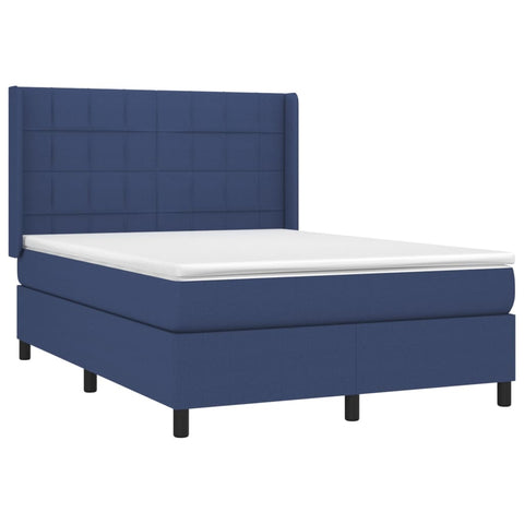 vidaXL Boxspringbett mit Matratze & LED Blau 140x190 cm Stoff