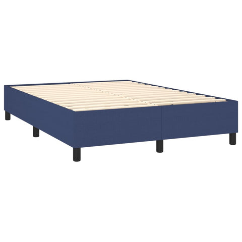 vidaXL Boxspringbett mit Matratze & LED Blau 140x200 cm Stoff