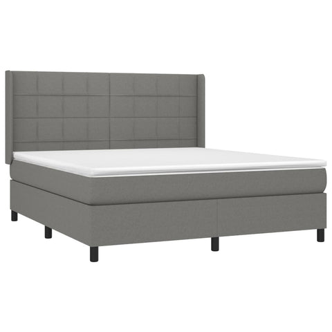 vidaXL Boxspringbett mit Matratze & LED Dunkelgrau 160x200 cm Stoff