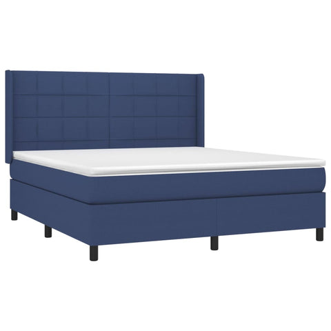 vidaXL Boxspringbett mit Matratze & LED Blau 160x200 cm Stoff