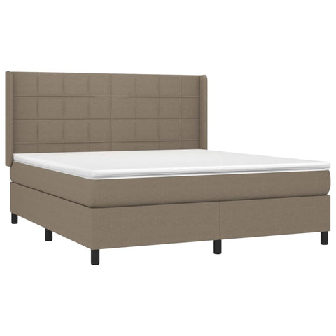 vidaXL Boxspringbett mit Matratze & LED Taupe 180x200 cm Stoff