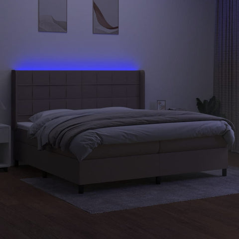 vidaXL Boxspringbett mit Matratze & LED Taupe 200x200 cm Stoff