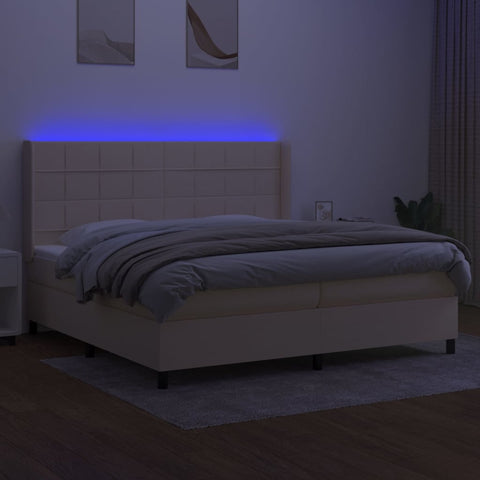 vidaXL Boxspringbett mit Matratze & LED Creme 200x200 cm Stoff