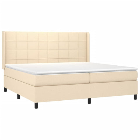 vidaXL Boxspringbett mit Matratze & LED Creme 200x200 cm Stoff