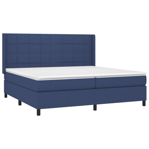 vidaXL Boxspringbett mit Matratze & LED Blau 200x200 cm Stoff