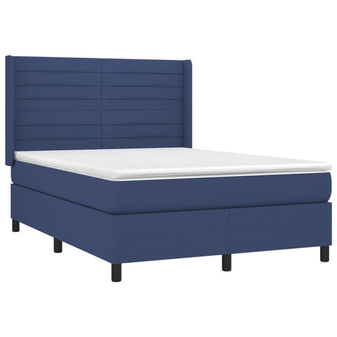 vidaXL Boxspringbett mit Matratze & LED Blau 140x190 cm Stoff