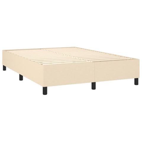 vidaXL Boxspringbett mit Matratze & LED Creme 140x190 cm Stoff