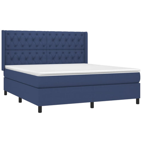 vidaXL Boxspringbett mit Matratze & LED Blau 160x200 cm Stoff