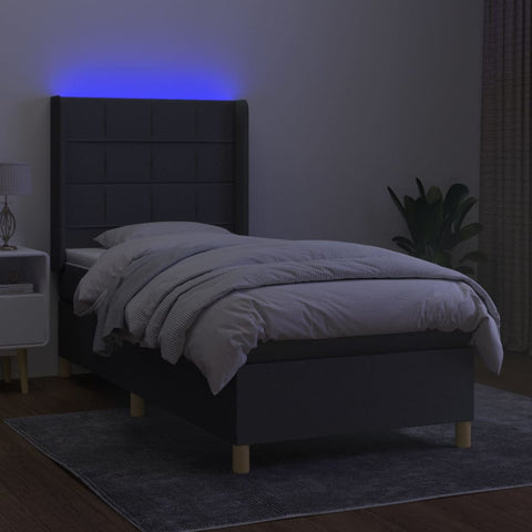 vidaXL Boxspringbett mit Matratze & LED Dunkelgrau 80x200 cm Stoff