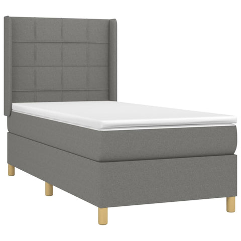 vidaXL Boxspringbett mit Matratze & LED Dunkelgrau 80x200 cm Stoff