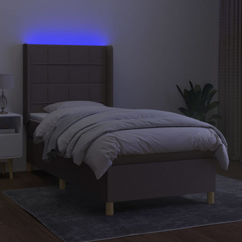 vidaXL Boxspringbett mit Matratze & LED Taupe 90x190 cm Stoff