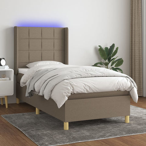 vidaXL Boxspringbett mit Matratze & LED Taupe 90x190 cm Stoff