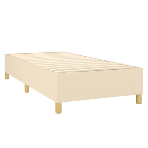 vidaXL Boxspringbett mit Matratze & LED Creme 90x190 cm Stoff