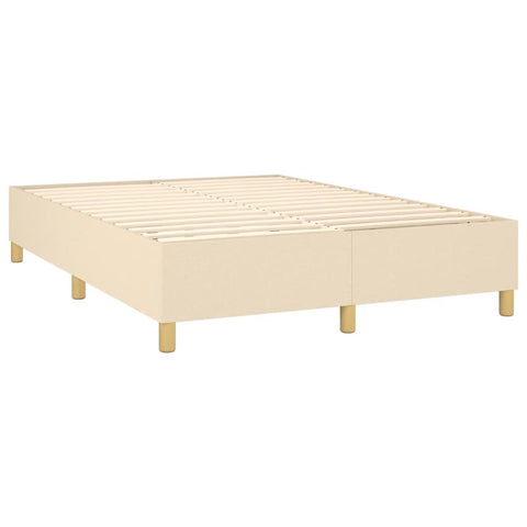 vidaXL Boxspringbett mit Matratze & LED Creme 140x190 cm Stoff