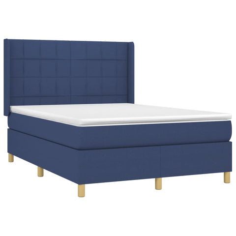 vidaXL Boxspringbett mit Matratze & LED Blau 140x190 cm Stoff