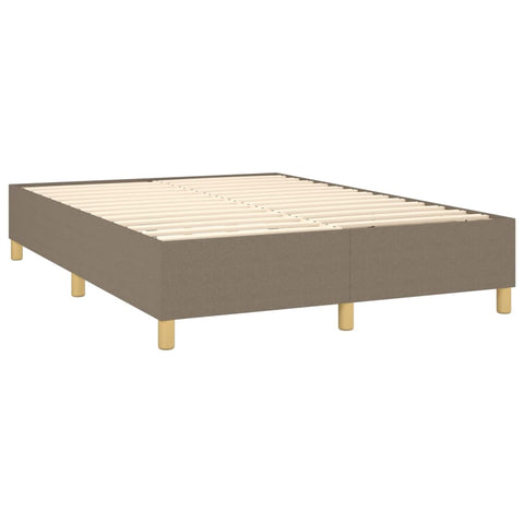 vidaXL Boxspringbett mit Matratze & LED Taupe 140x200 cm Stoff