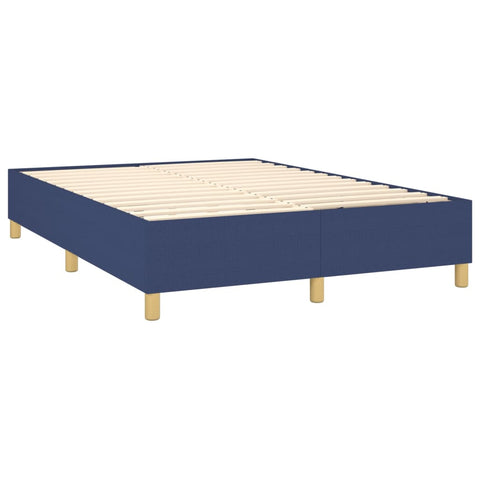 vidaXL Boxspringbett mit Matratze & LED Blau 140x200 cm Stoff