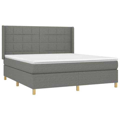 vidaXL Boxspringbett mit Matratze & LED Dunkelgrau 160x200 cm Stoff