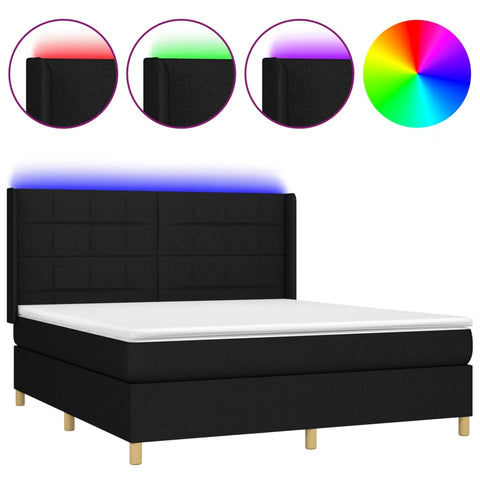 vidaXL Boxspringbett mit Matratze & LED Schwarz 160x200 cm Stoff