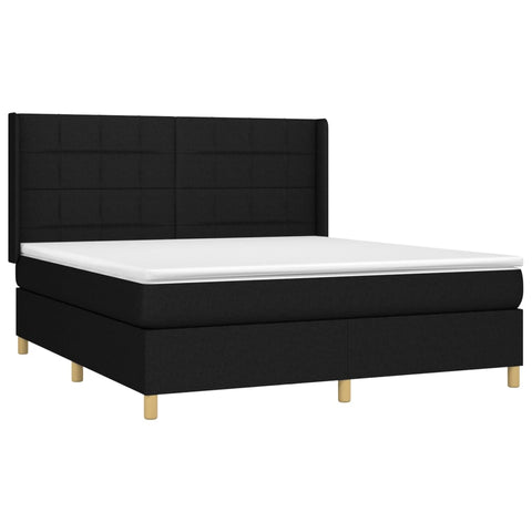 vidaXL Boxspringbett mit Matratze & LED Schwarz 160x200 cm Stoff