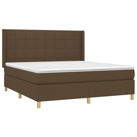 vidaXL Boxspringbett mit Matratze & LED Dunkelbraun 180x200 cm Stoff