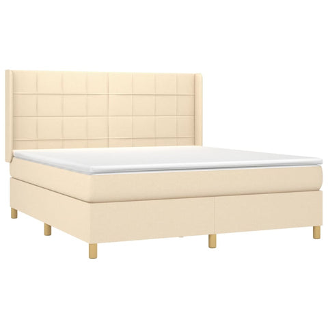 vidaXL Boxspringbett mit Matratze & LED Creme 180x200 cm Stoff