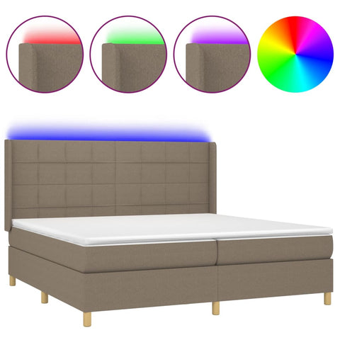 vidaXL Boxspringbett mit Matratze & LED Taupe 200x200 cm Stoff