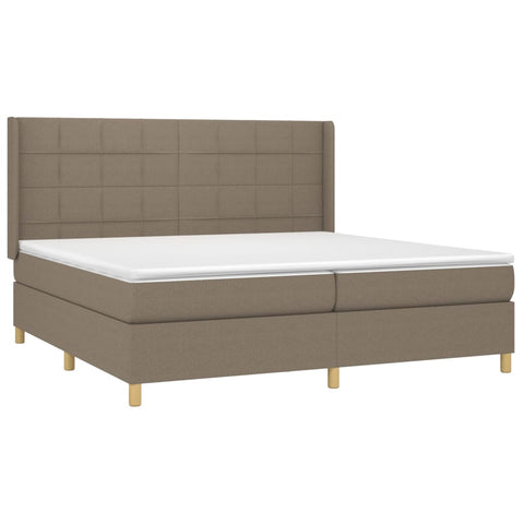 vidaXL Boxspringbett mit Matratze & LED Taupe 200x200 cm Stoff